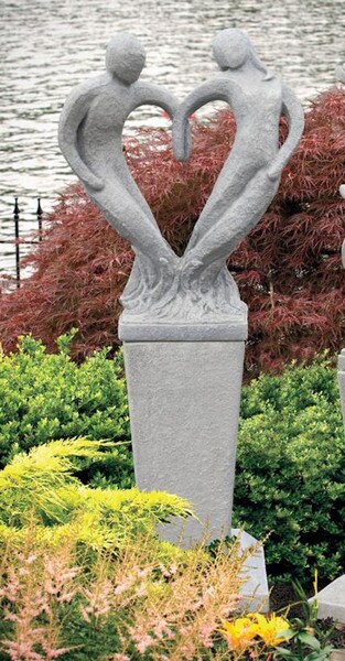 Garden Love Statue on Pedestal Garden Statuary Cement Contemporary